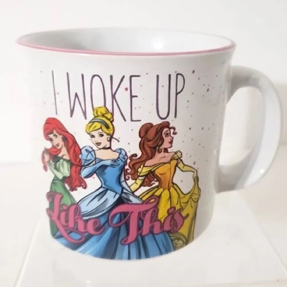 Official Disney Princesses I WOKE UP LIKE THIS 20 oz Ceramic Coffee Mug Speckles